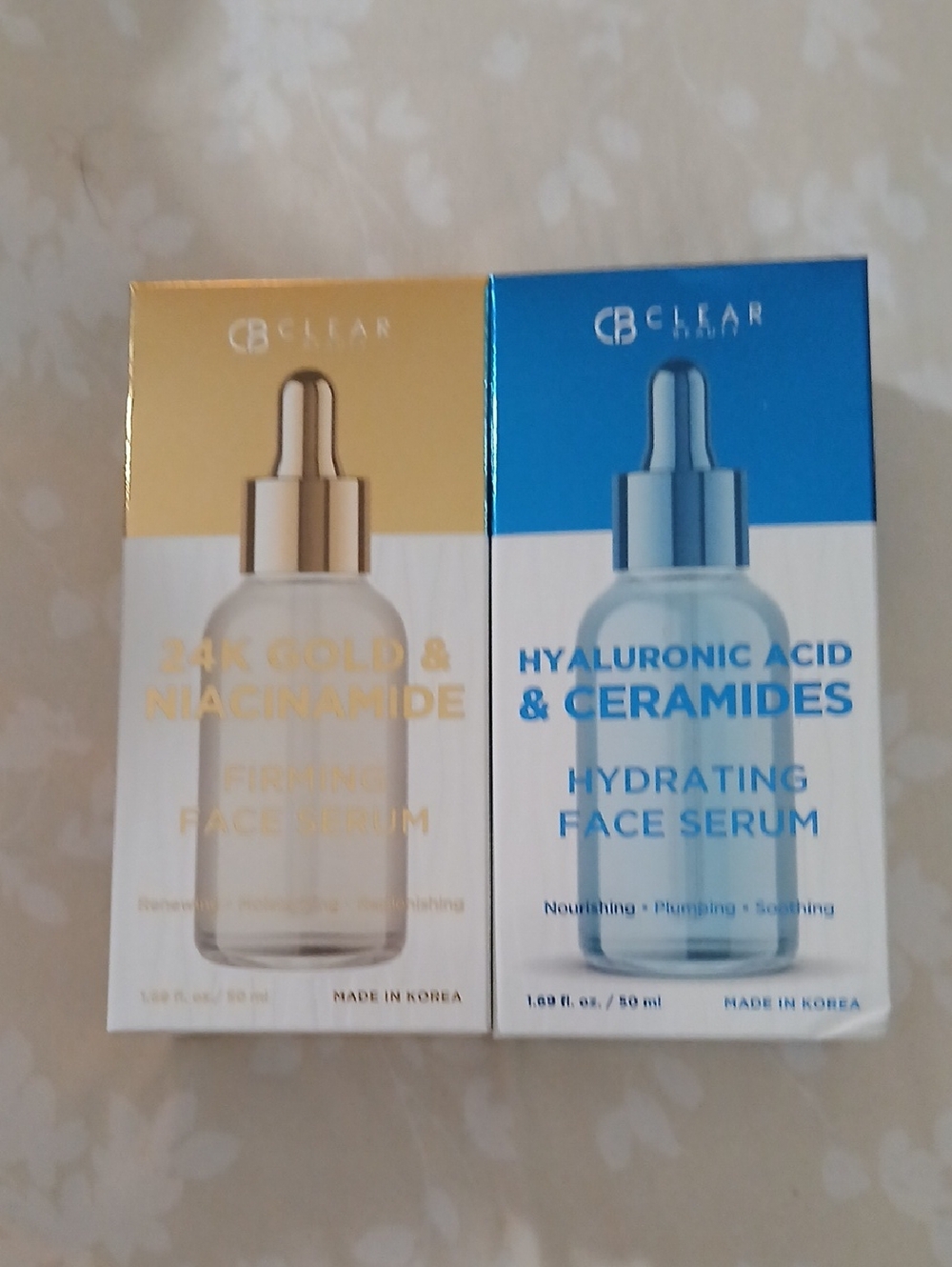 2 Korean Face Serums: 1 ,  24K Gold & Niacinamide  Gold. 1 ,Hyaluronic.